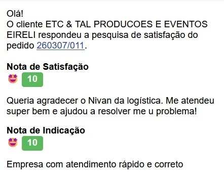 Avaliação ETC & TAL Produções e Eventos Eireli
